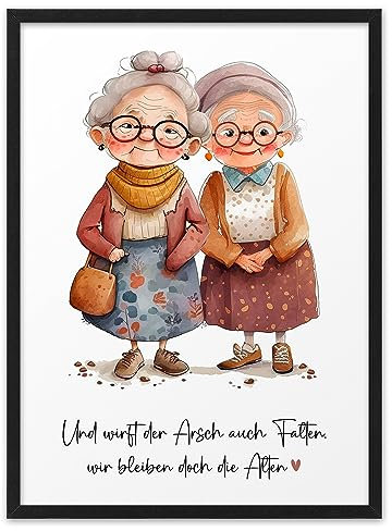 ALTE BESTE FREUNDINNEN | ABOUKI Kunstdruck | Beste Freundin Geschenke Geburtstag Geschenke für Freundin Geschenk beste Freundinnen Freundin Geschenk Freundschaft Witzig | Optional Personalisiert