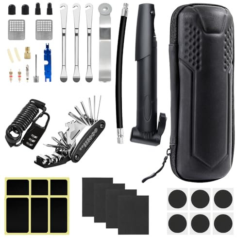 MEYDLL Kit Reparation Velo, Outil Multifonction 16 en 1, Kit Crevaison Velo, Kit Réparation Velo avec Rustine Velo, Levier Pneu Velo, Trousse Outils de Vélo pour Bicyclette, VTT, Cyclisme