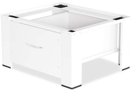 Ansobea Base para lavadora - Base de lavadora con cajón integrado, pedestal ajustable para secadora de tambor y marco congelador