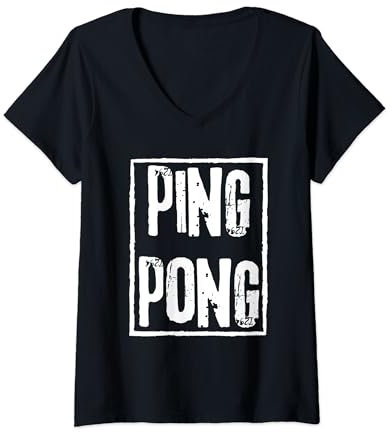 Damen Ping Pong Grunge Rock Style Geschenk Tischtennis Pongist T-Shirt mit V-Ausschnitt