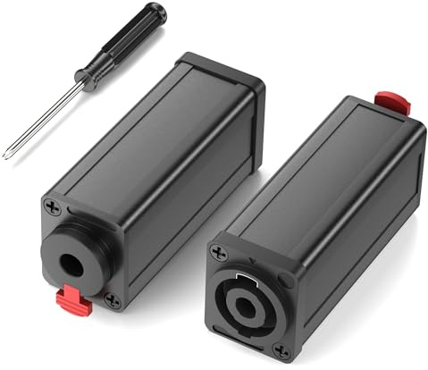 Jumwa 2 Pack Speakon zu 1/4 Koppler Stecker Twist Lock Speakon Adapter Kompatibel mit Neutrik Speakon NL4 Serie, NL4MP, NL4MPR, NL4FC, NL4FX, NLT4X