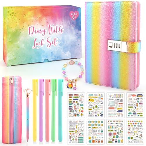 Tagebuch mit Schloss Mädchen, Tagebuch Mädchen Kinder, Einschulung Geburtstag Kindertag Geschenke für Mädchen 8 9 10 11 12 13 14 15 Jahre, Geheimes Tagebücher mit Code Schule Notizbuch Diary Journal