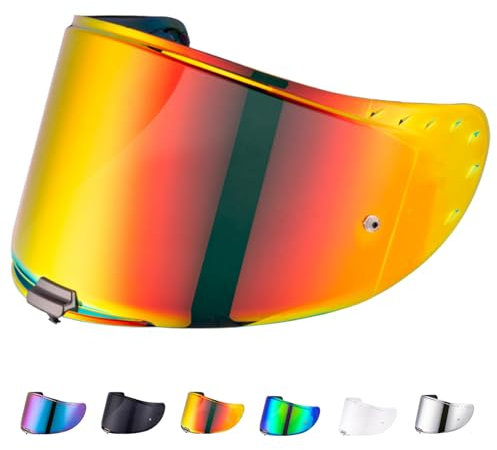 Helmvisier für FF327 Challenger,Motorradhelm Visier,Motorrad Windschutz Helm Objektiv,Helm Visier mit Anti-Beschlag-Nagelbefestigung (Rot)