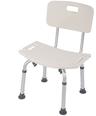 Bonnlo Shower Chair, 450LBS Bath Bench with Back, Non-Slip Bathtub Stool for Elderly Disabled, Aluminum Alloy Adjustable Height, White