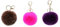 NOVAGO Lot de 3 Pompon Porte Clé Bijou de sac à main en véritable poil de lapin, toucher doux garanti (Marron Fuchsia Violet Foncé)