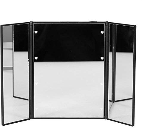 Yosoo 1 Spiegel mit DREI Panelen, faltbar, 8 LEDs, Tisch-Make-up, Spiegel, Kosmetik, verstellbar, für Frauen, 2 Farben