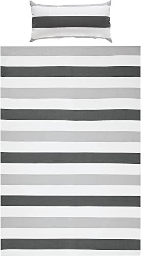 REDBEST Renforcé Bettwäsche-Set grau-Silber-weiß Größe 40x80 cm / 135x200 cm - mit Reißverschluss - atmungsaktiv, strapazierstark - weitere Farben
