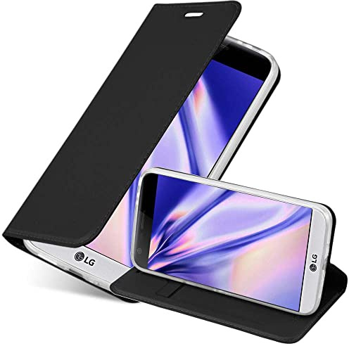 Cadorabo Hülle kompatibel mit LG G5 aus Premium Kunst Leder Flip Klappbare Stoßfeste Magnetische [Standfunktion] [Kartenfächern] Cover Hülle für LG G5 Tasche in Schwarz