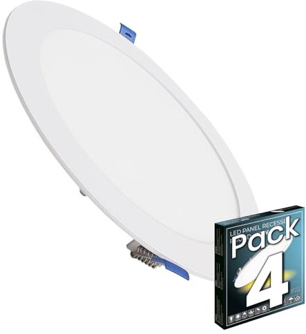 LED ATOMANT Pack 4x Downlight LED Panel Extraplano Redondo 220mm 20W, 1800 lumenes, Color Luz Neutra (4500K), Corte estandar 200mm, Driver incluido