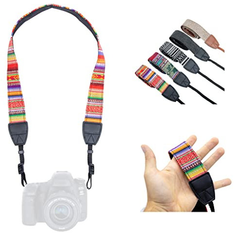 LENS-AID Kameragurt aus Leinen – Leichter Schulter- oder Nackengurt für DSLR, DSLM & analoge Kameras – Retro Design, breit & bequem – Universell passend, verstellbar & sicher