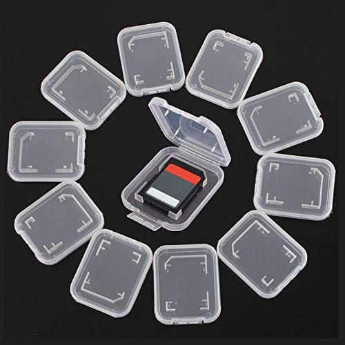LINKLANK Lot de 10 étuis de rangement pour cartes mémoires - En plastique transparent - Pour cartes SD MMC Micro SD TF