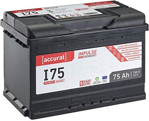 Accurat EFB Batterie I75-12V, 75Ah, 760A, Impulse, wartungsfrei - Autobatterie, Starterbatterie, Start-Stop Batterie für SUV, PKW, Lieferwagen