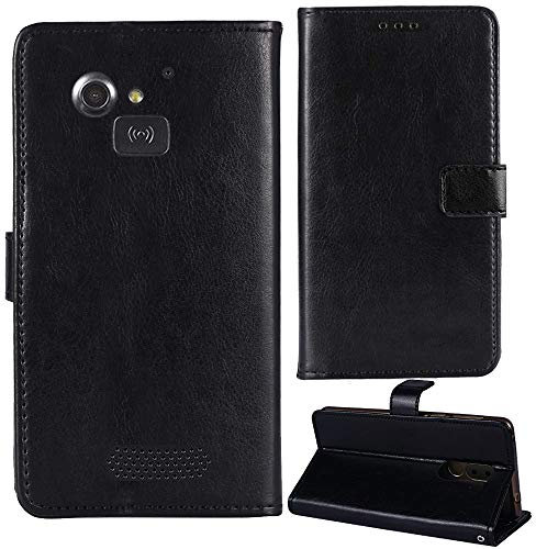 Lankashi Stand Premium Retro Business Flip Leather Case Protector Bumper For Doro 5516/5517 2.4 Protection Phone Cover Skin Folio Book Card Slot Wallet Magnetic(Black)