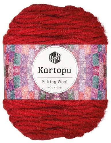 Filzwolle 100gr Knaul,uni+Color,100m Lauflänge, 100% Schurwolle, Mengen und Farbe frei wählbar (rot 1133)