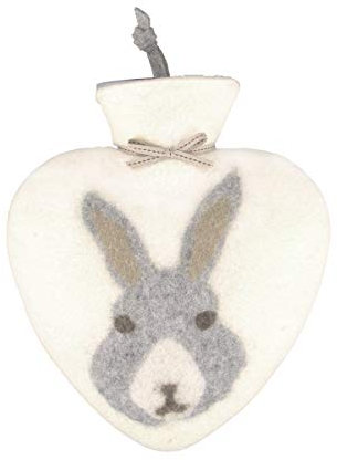 dorothee lehnen Wärmflasche - HASE - soft rosé, wollweiß, herzförmig, kuschelig, mit Motiv, Wolle, Kunststoff