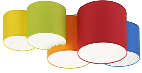 Deckenlampe Kinderzimmer für Jungen& Mädchen aus Stoff, 5-Flammig, E27 / Deckenleuchte Kinderzimmer Bunt/Deckenlampe Jugendzimmer Mädchen, Lampe Kinderzimmer, Babyzimmer Lampe, Kinderlampe Decke