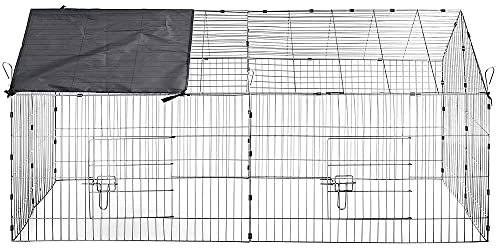 Melko Freigehege mit Sonnenschutz Tiergehege Tierlaufstall Freigehege Freilauf Freilaufgehege Kaninchenkäfig Kaninchenstall Gehege