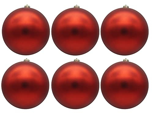 Weihnachtskugeln aus Kunststoff zum Hängen für den Außenbereich - Frost und Wetterfest - Outdoor Weihnachtkugeln - Christbaumkugeln für draußen (6 Stück Rot Matt Ø 12)