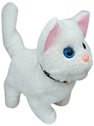 ISAKEN Simulation Tier Plüschtier Kätzchen Elektronisches Spielzeug Elektronische Katze Elektronische Haustiere Roboter Katze Läuft und miaut Interactive Plüschtiere Geschenk für Kinder Junge Mädchen