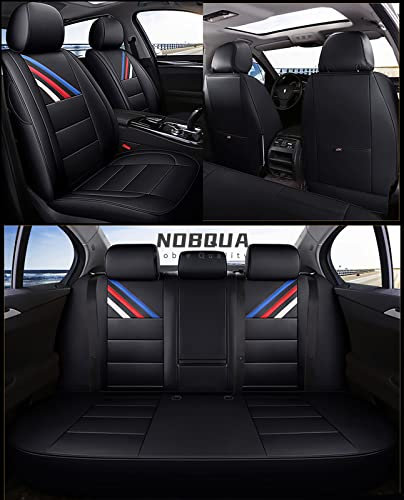NOBQUA Sitzbezüge Auto Universal Set Zubehör für BMW X1 E84 X1 F48 X2 M35i F39 X2 F39 X3 E83 X3 F25 i8 I12 Coupe Autositzbezüge Wasserdichtes Lede Auto Zubehör