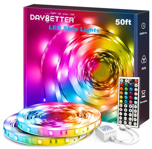 DAYBETTER Led Strip Lights, 15m RGB Led Light Strips Kits with Remote, Indoor Color Changing Led Lights for Bedroom Room Tv Kitchen Desk Party