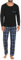 Sykooria Pyjama Hommes d'automne et d'hiver Ensemble de Chemise Manches Longues Vêtements de Nuit en Coton à Hauts et Pantalons Lâche Décontracté Confortable L Style_C Bleu