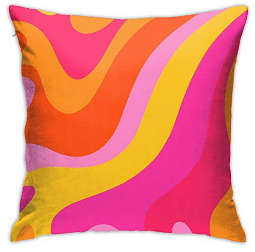Qesimlt Kissenbezug im Retro-Stil der 70er Jahre, rosa und orangefarbene Wirbel, quadratischer Kissenbezug, Heimdekoration für Wohnzimmer, Couch, Sofa, Auto, 45,7 x 45,7 cm, Stil 20