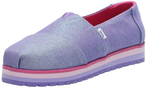 TOMS Girl's Alpargata Platform, Passionflower Glimmer Twill, 3.5 UK