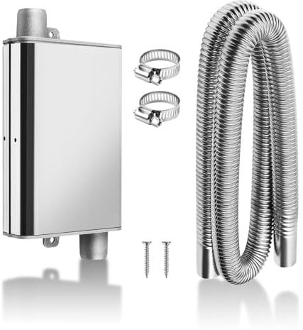 MaxEarn Upgraded Muffler with 120cm Exhaust Hose for Generator, Auto Parking Auxiliary Heater Accessories, Car Stainless Steel Exhaust Pipe with 2 Clamps for Air Diesel Gas Vent Hose Heating
