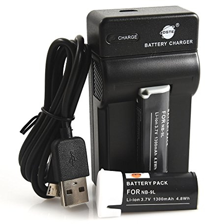 DSTE NB-9L Li-ion Battery (2-Pack) and Micro USB Charger Compatible for Canon PowerShot ELPH 510 520 530 HS PowerShot N PowerShot SD4500 IS IXUS 500 510 1000 1100 HS IXY 1 IXY 3 IXY 50S IXY 51S Camera