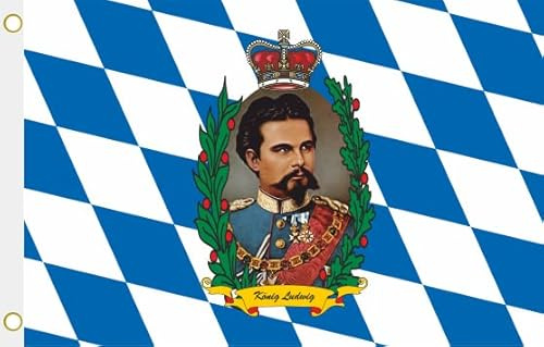 U24 Flagge Fahne Bayern König Ludwig mit Schrift 90 x 150 cm
