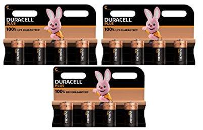12X Duracell C Plus LR14/MN1400 Alcaline (3 Blister da 4 Batterie) 12 Pile