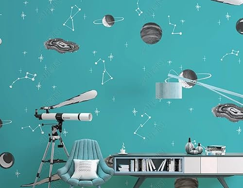 Photo Wallpaper 3D Hand-Painted Blue Space Galaxy Children's Room Wall Decor Boys Girls Mural Wallpaper Size Custom