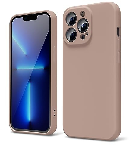 Oakxco Designed for iPhone 13 Pro Phone Case Liquid Silicone Grip, Cute Thin Slim Soft Rubber TPU Plain Smooth Gel Cover for Women Girl Aesthetic, Matte Solid Protective & Shockproof, Nude Light Brown