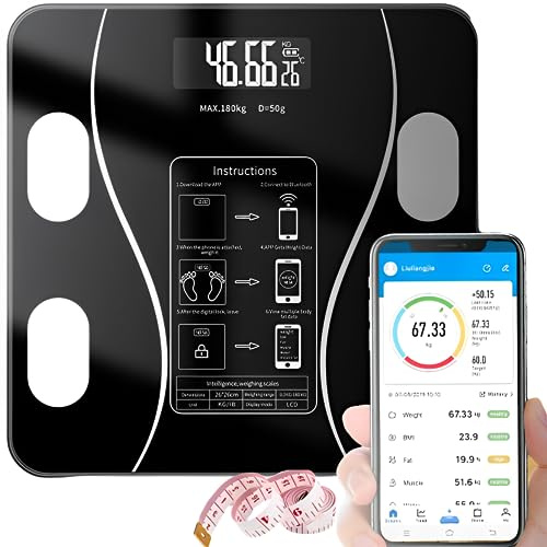 Körpergewichtswaage, Digital Badwaage, USB Wiederaufladbare Digitale Waage, Intelligente Körperfettwaage, Intelligente Körperfettwaage, Wifi Bluetooth