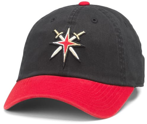 AMERICAN NEEDLE Blue Line Collection Baseballmütze NHL National Hockey League Team verstellbarer Schnallenriemen Dad Cap, Vegas Golden Knights (Schwarz/Rot), Einheitsgr��e