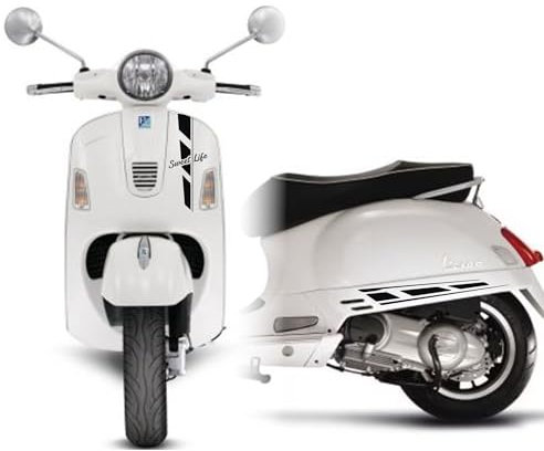 DualColorStampe Aufkleber kompatibel mit Piaggio Vespa 300 GTS Super Kit Aufkleber Komplett SWEET LIFE - Farbe wählbar M0301 (Schwarz Matt-Schwarz Glanz)
