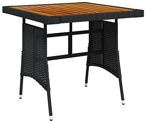 Camerina Gartentisch Schwarz 70x70x72 cm TerassenmöBel AußEn Tisch Garten Terrassentisch Garden Table Gartentische Poly Rattan & Massivholz Akazie