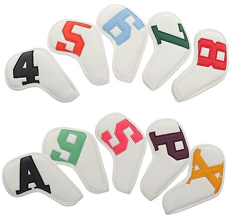 Kisangel 10pcs Golf Putter Covers Iron Head Covers Pu Putter Golf Club Head Protective Sleeves
