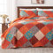 Qucover Queen-Size-Bettwäsche-Set, 3-teilig, mehrfarbig, Patchwork-Druck, orangefarbene Tagesdecken, Queen-Size-Größe, wendbar, leicht, Steppdecke, weiche Mikrofaser, Herbstdecke, alle Jahreszeiten