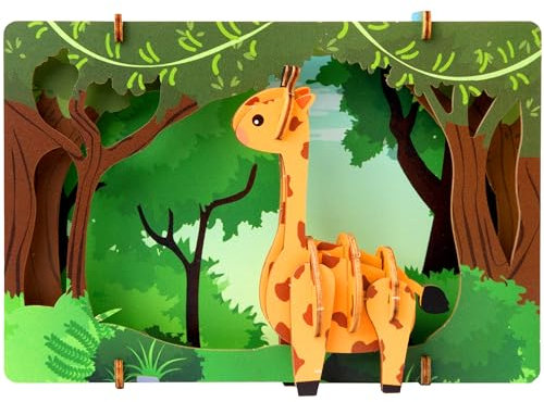 ESC WELT Giraffe - Giraffe 3D-Puzzle - DIY Holztier-Puzzle - 3D-Puzzle für Kinder - Kinder Holz Bastelset - Gehirn-Teaser Holzpuzzle - Spielzeuggeschenke für Weihnachten