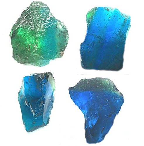 AMAZWI Cristal Naturel Brut en Vrac minerai Naturel Bleu Vert Pierre de Verre glaçure colorée avec Quartz Pierres précieuses rutilées Naturel for Bijoux matériel de Gravure D3 décoration de la Maison