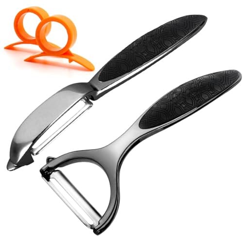 Pelapatate, Pelapatate da Cucina Pelapatate in Acciaio Inox a Forma di Y con Impugnatura Ergonomica Antiscivolo e Lama Affilata Resistente per Verdura Carota Frutta(Nero)