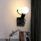 Goeco Applique da Parete Interno, Portalampada E27 Humanoid Creativo Lampada da Parete Industriale Vintage per Camera da Letto, Soggiorno, Cucina, Nero