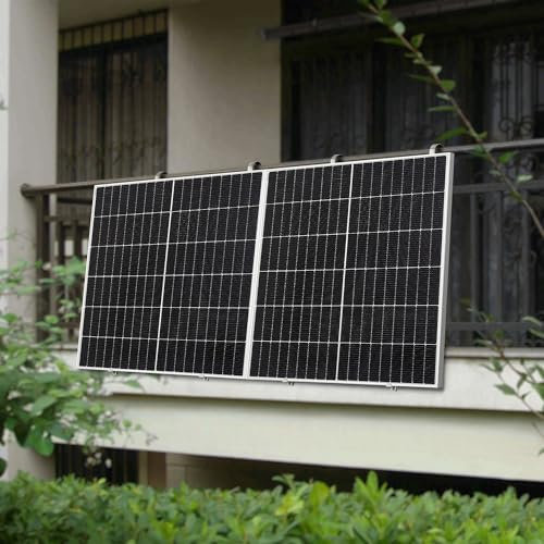 pro.tec Balkonkraftwerk Brusson 860W Solaranlage mit Wechselrichter mit App und WiFi 10m Kabel Komplettset mit 2x430W Solarmodulen Photovoltaik Plug+Play N-Topcon-Technologie