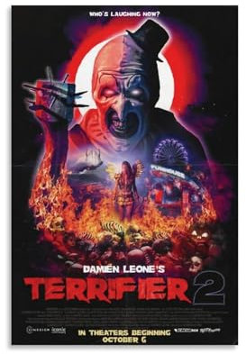 Terrifier Filmposter, Kunstdekoration, Wandposter, Dekoration, Innenposter, Druck, Dekoration, Bar, Restaurant, Dekoration, Ästhetik, Poster, Wohnzimmer, 50 x 75 cm, ungerahmter Stil