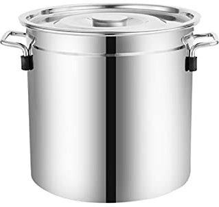 Pentola pesante in acciaio inossidabile con coperchio, materiale spesso, pentola in acciaio inossidabile per birra fatta in casa e linfa bollire per sciroppo d'acero, argento -30 x 30 cm (20 L)