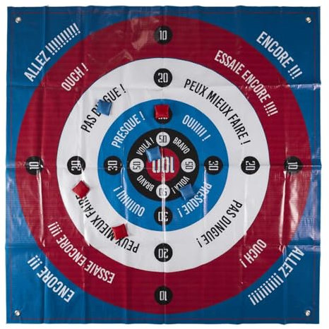 MISTER GADGET - MG3504 Cible Géante avec 6 Sacs, Facile à Installer, Conviviale, pour Jeux en Plein Air, Fêtes et Détente, Inclut 4 Piques de Fixation, Durable