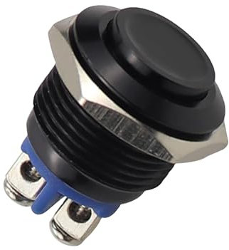 IUSOT Runder Startknopf 16mm, Metall Druckschalter Wasserdicht Taster, Momentaner Druckschalter mit Schraubklemmen, Wasserdichter Knopf für Autos und Haushaltsgeräte, Ein/Aus Schalter aus Metall