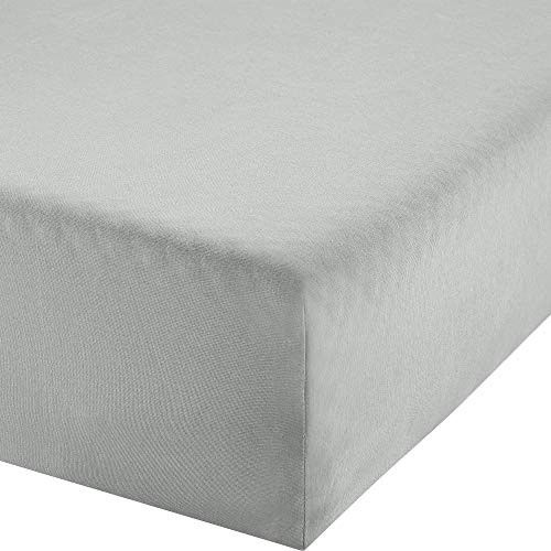 Erwin Müller Boxspring-Spannbettlaken Murnau Single-Jersey - Silber Größe 90x190 cm - 100x200 cm - bis 35 cm Höhe geeignet, atmungsaktiv, strapazierstark